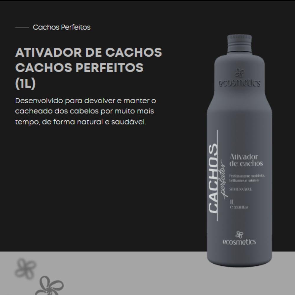 Kit Ecosmetics Cachos Perfeitos Ativador de cachos 1L, Serum Finalizador 140ml ÚNICO 4