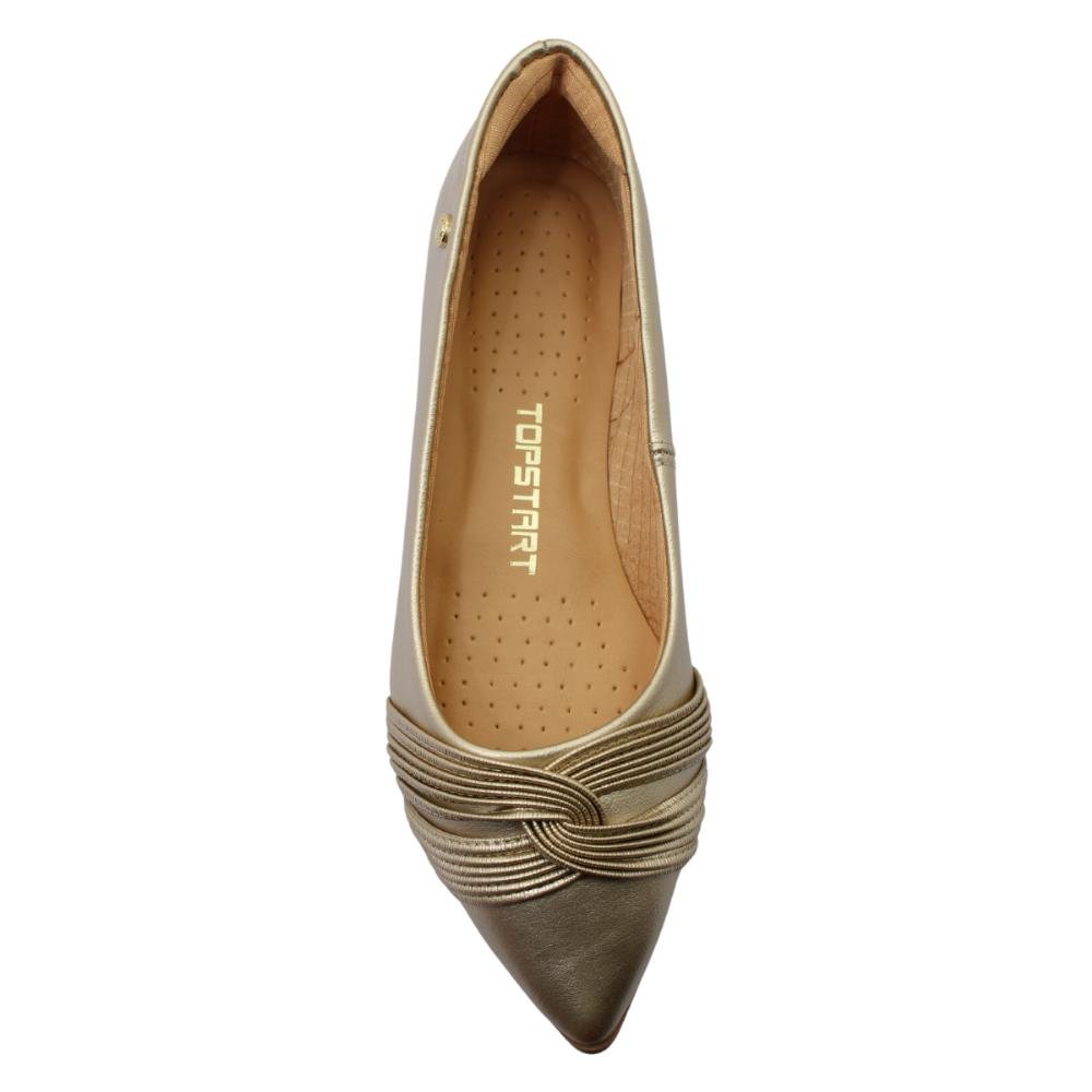 Sapatilha Feminina Bico Fino Topstart Ref:1266-616 Champagne 4