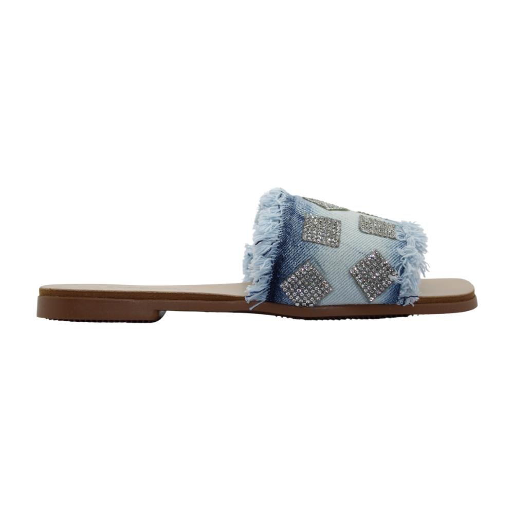 Sandália Feminina Rasteira Jeans Topstart Ref:23071 Azul 1