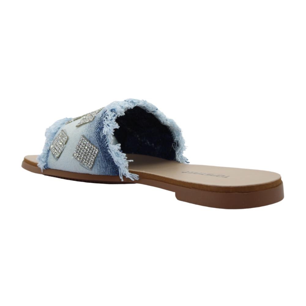 Sandália Feminina Rasteira Jeans Topstart Ref:23071 Azul 3