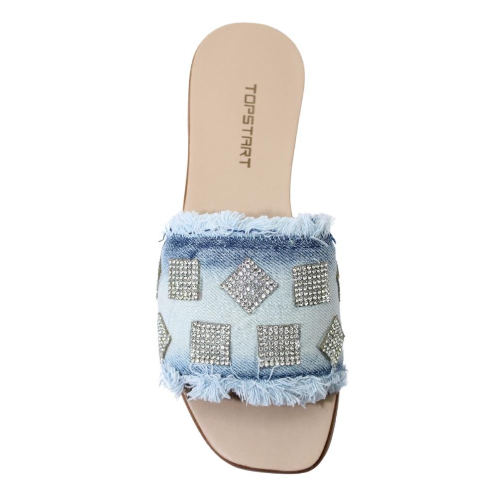 Sandália Feminina Rasteira Jeans Topstart Ref:23071 Azul 4