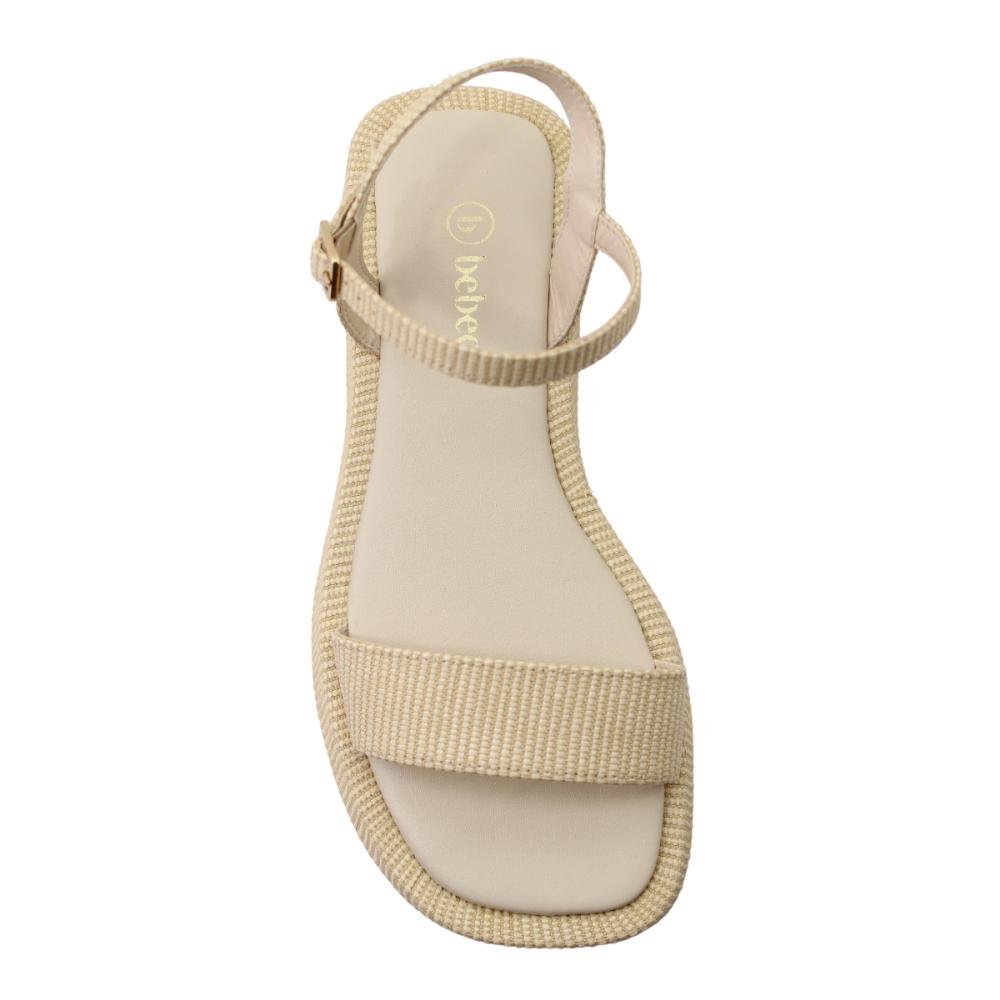 Sandália Feminina Flatform Com Fivela Bebecê Ref:T2227-502 Bege 4