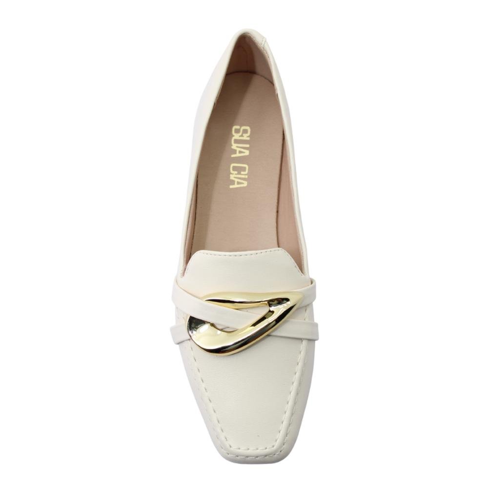 Mocassim Feminino Bico Quadrado Sua Cia Ref:8222.14992 Branco 4