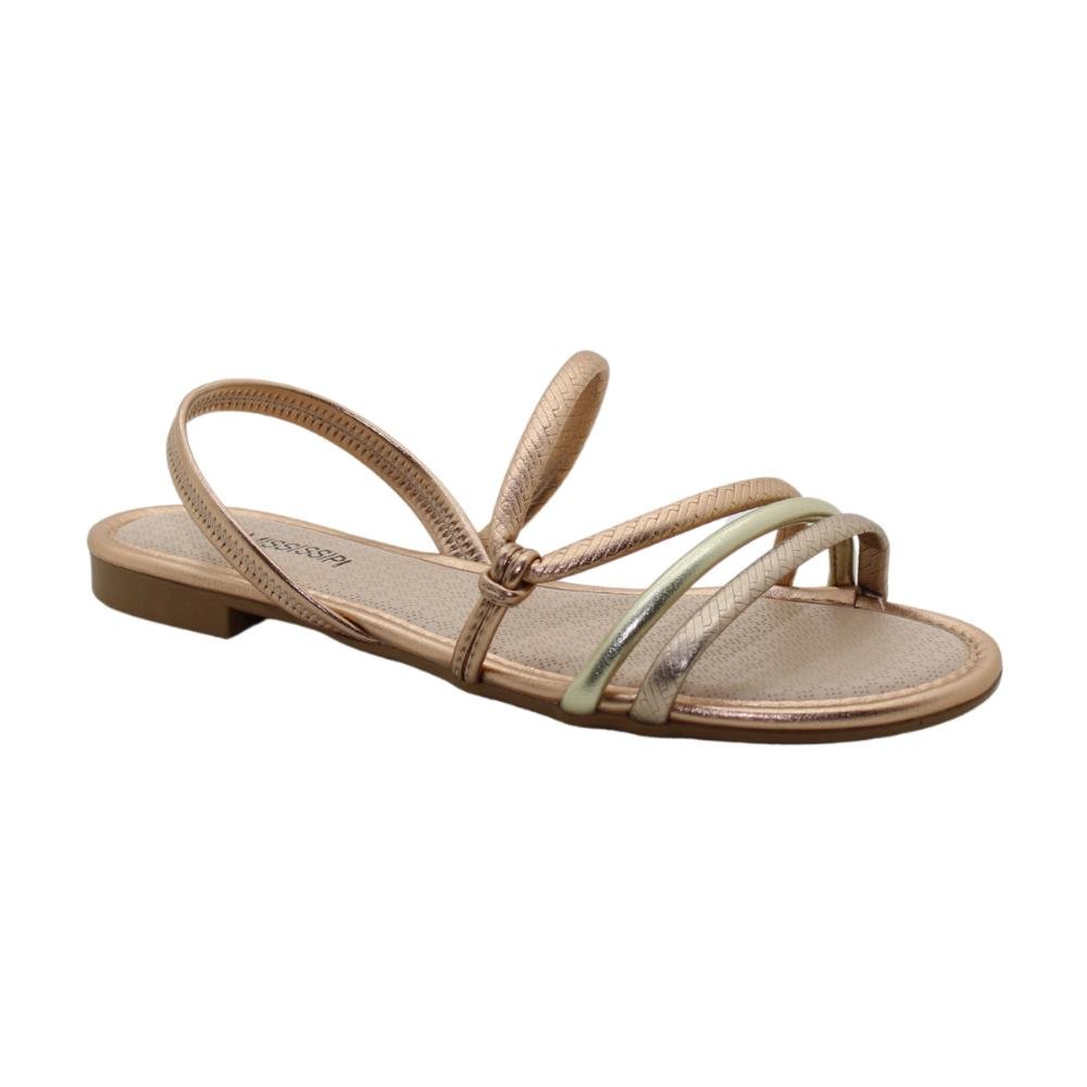 Sandália Feminina Rasteira Metalizada Mississipi Ref:MI033 Dourado 2