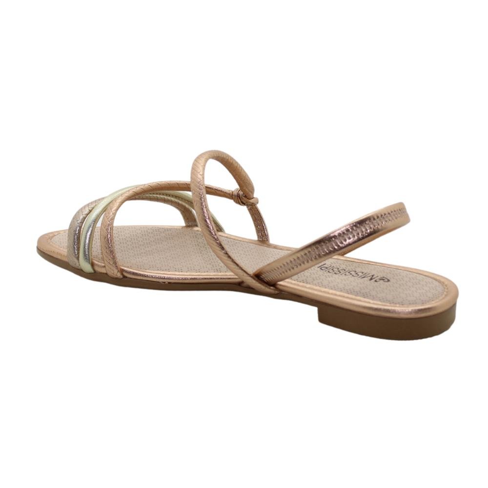 Sandália Feminina Rasteira Metalizada Mississipi Ref:MI033 Dourado 3