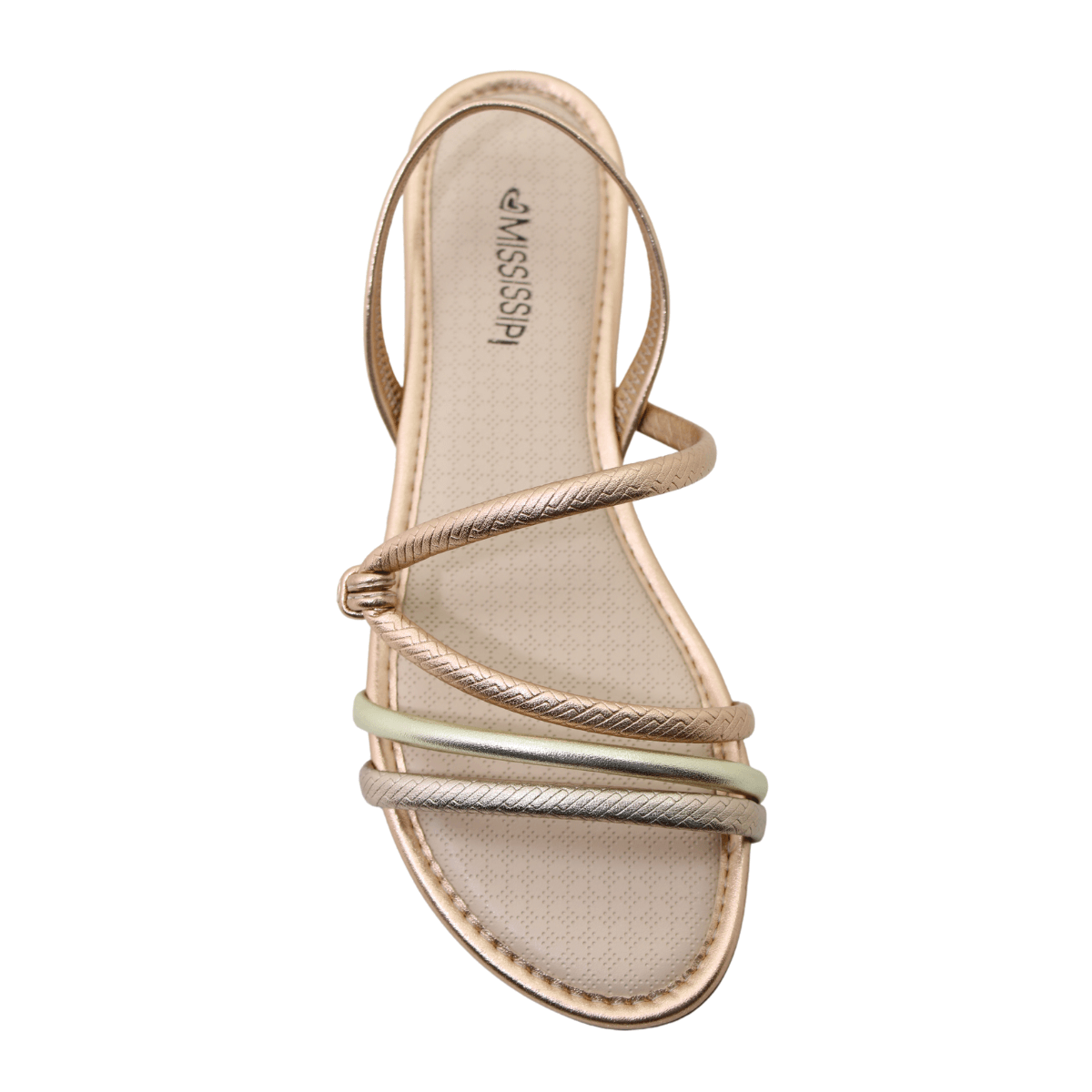 Sandália Feminina Rasteira Metalizada Mississipi Ref:MI033 Dourado 4