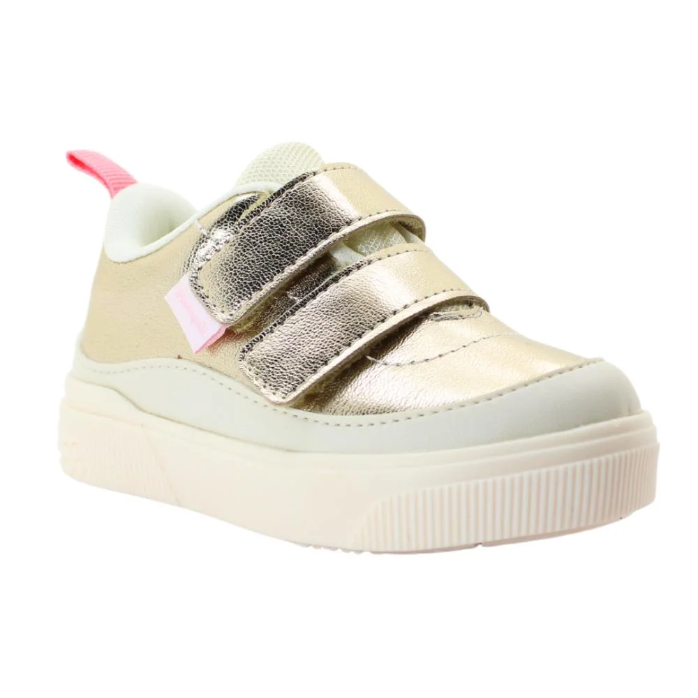 Tênis Infantil Feminino Yumi Velcro Duplo Pampili Ref:721.019.000 Dourado 2
