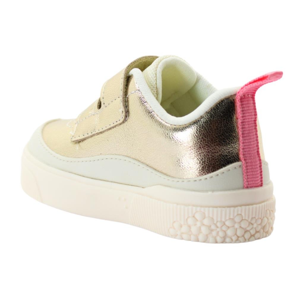Tênis Infantil Feminino Yumi Velcro Duplo Pampili Ref:721.019.000 Dourado 3