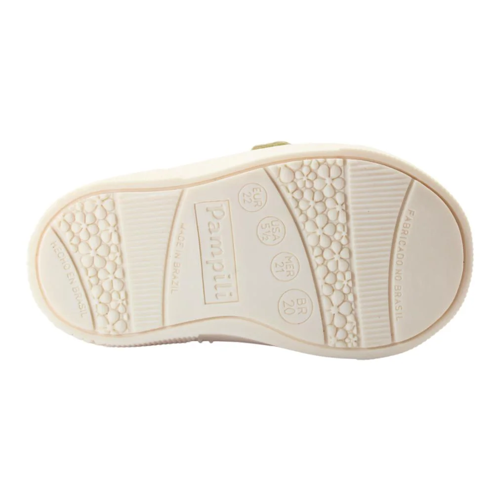 Tênis Infantil Feminino Yumi Velcro Duplo Pampili Ref:721.019.000 Dourado 5