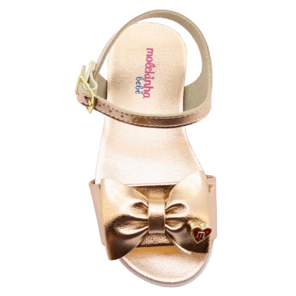 Sandália Bebê Laço Molekinha Ref:2714.419 Ouro Rosado 4