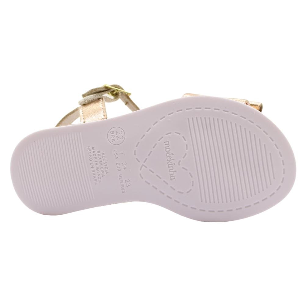 Sandália Bebê Laço Molekinha Ref:2714.419 Ouro Rosado 5