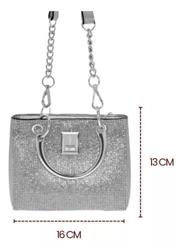 Bolsa Feminina Tiracolo Strass Vizzano Ref:10065.1.25164 Prata 4