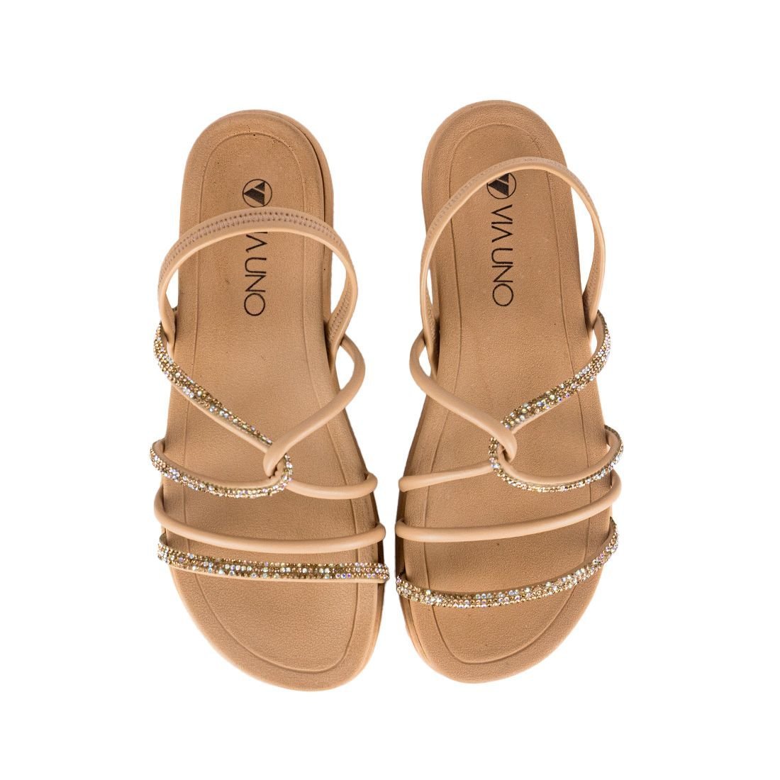 Sandalia Papete Calce Fácil com Tiras Mescladas Bege 5