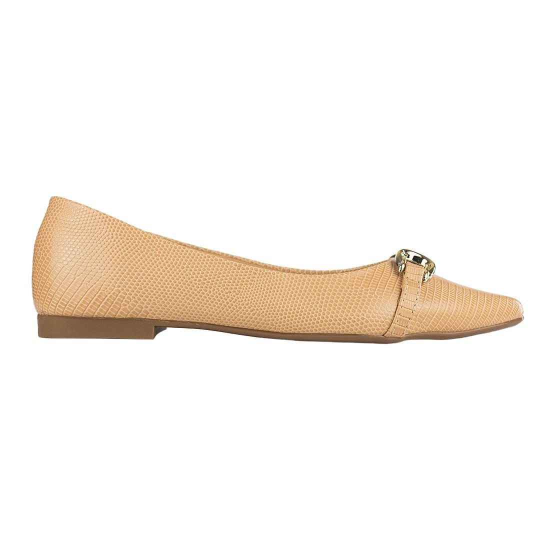 Sapatilha Via Uno Conforto Leve Bico Fino Bege 1