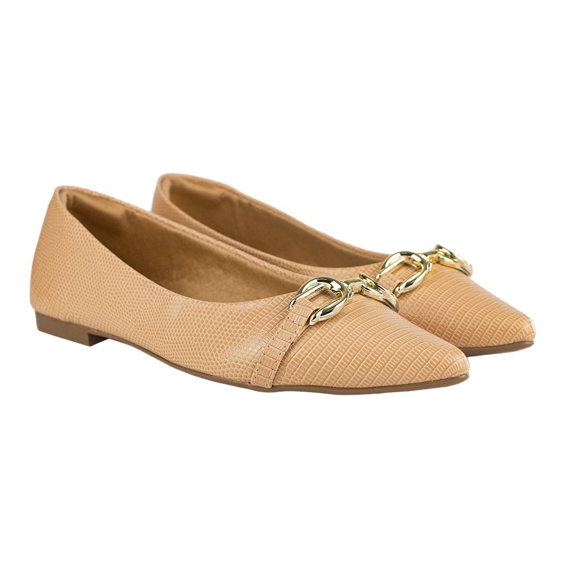 Sapatilha Via Uno Conforto Leve Bico Fino Bege 2