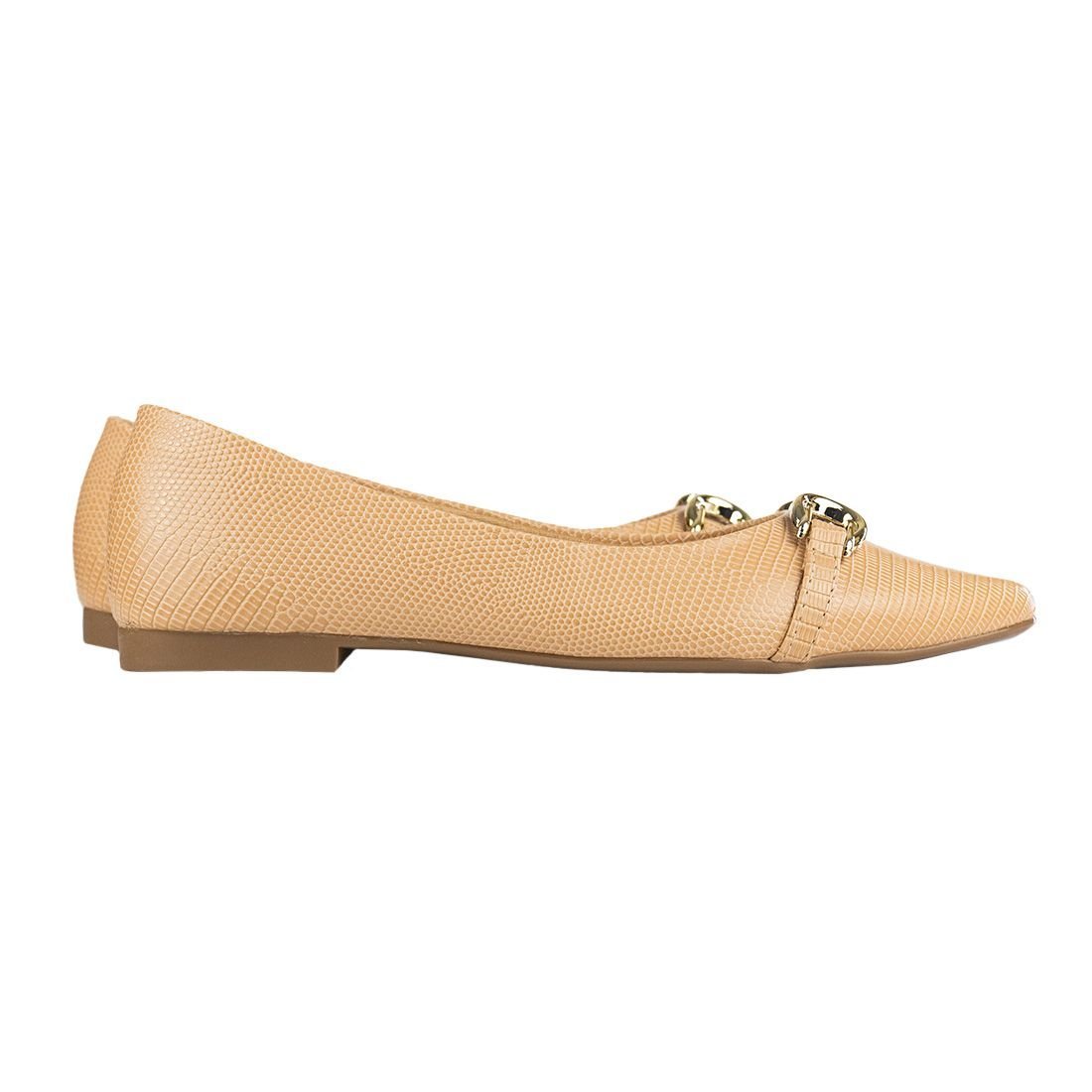 Sapatilha Via Uno Conforto Leve Bico Fino Bege 3