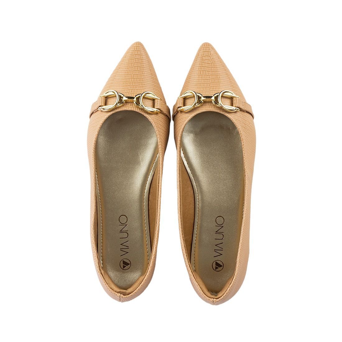 Sapatilha Via Uno Conforto Leve Bico Fino Bege 5