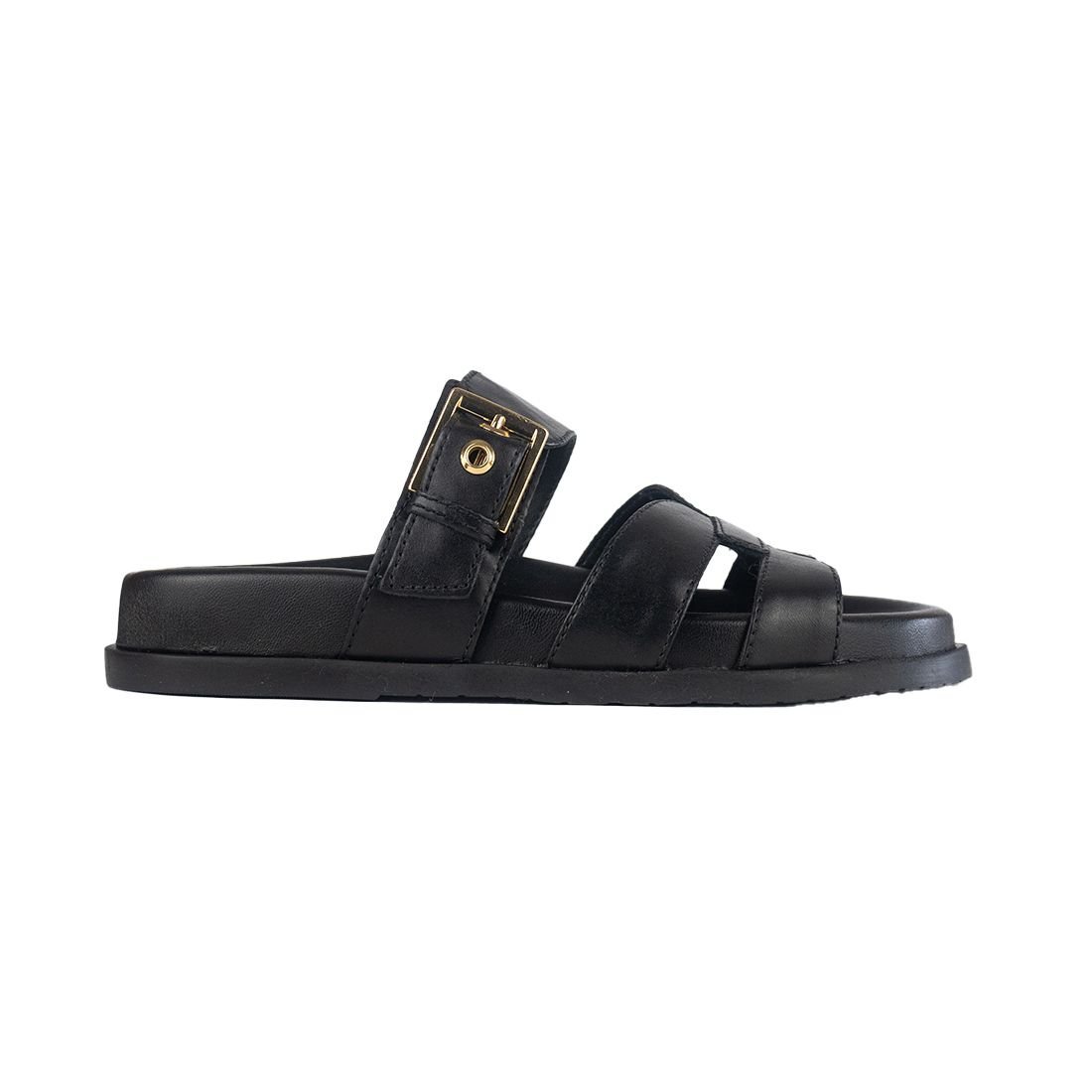 Sandália Papete Arezzo Tira Fivela Preto 1