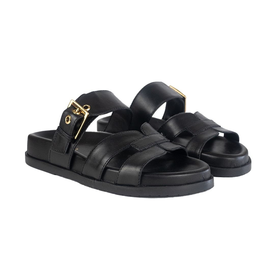 Sandália Papete Arezzo Tira Fivela Preto 2