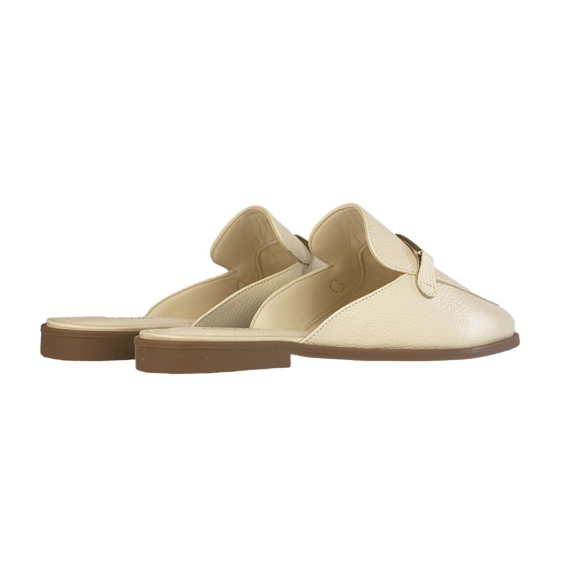 Mocassim Mule Arezzo Bridão Metálico Panacota Bege 3