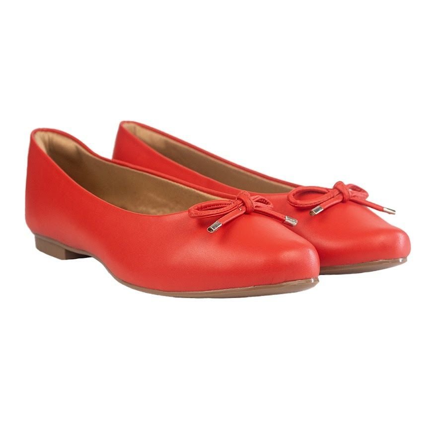 Sapatilha Via Uno Bico Quadrado Laço Vermelho 2