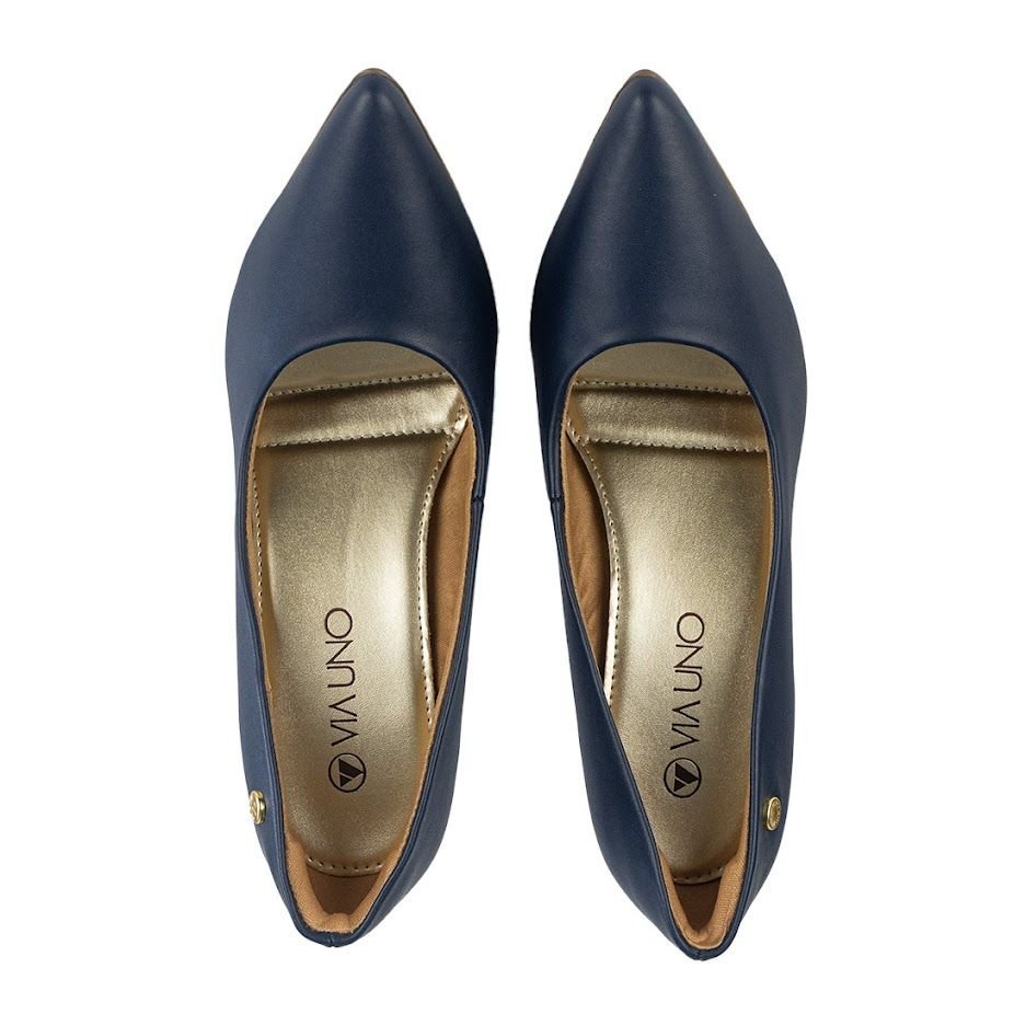 Scarpin Via Uno Bico Fino Salto Médio Azul 5