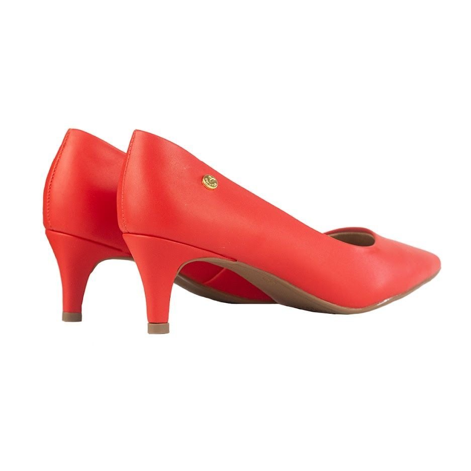 Scarpin Via Uno Bico Fino Salto Baixo Vermelho 3