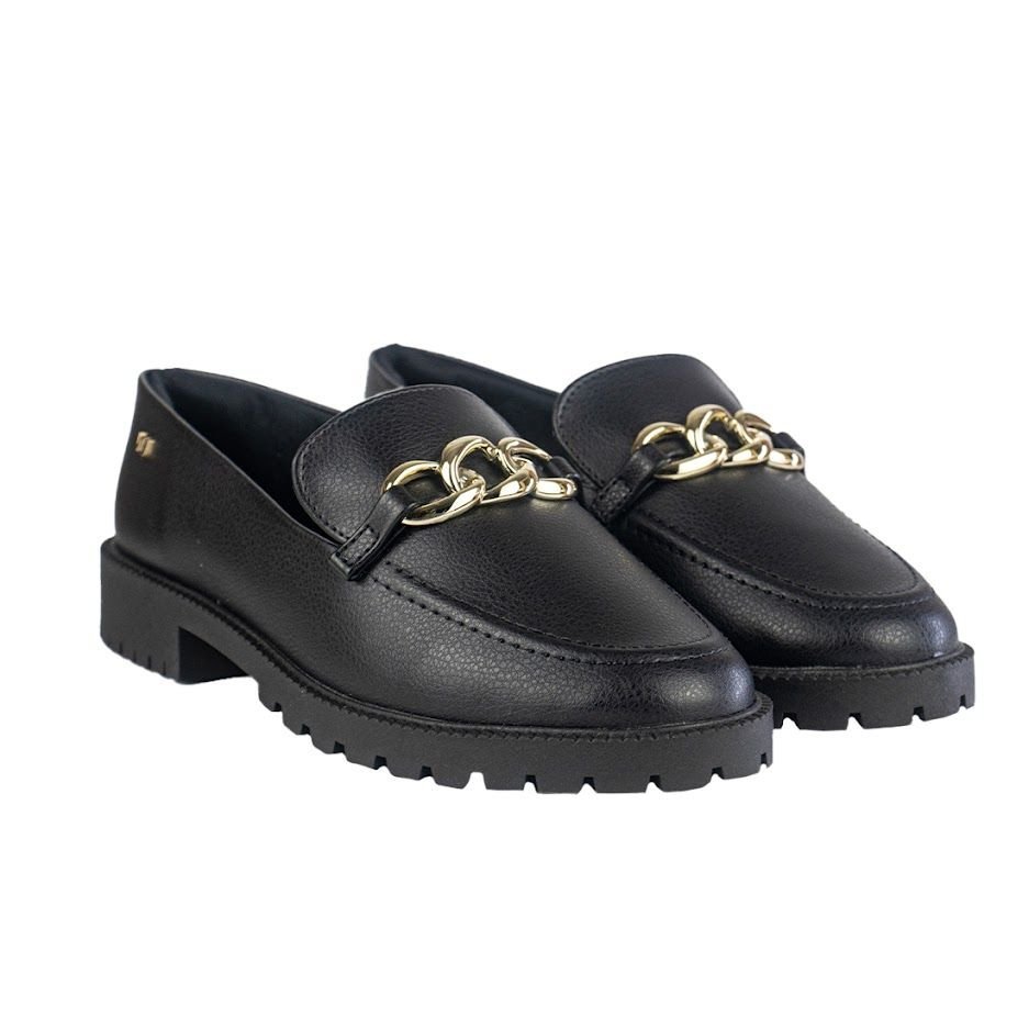 Mocassim Via Uno Tratorado com Corrente Preto 2