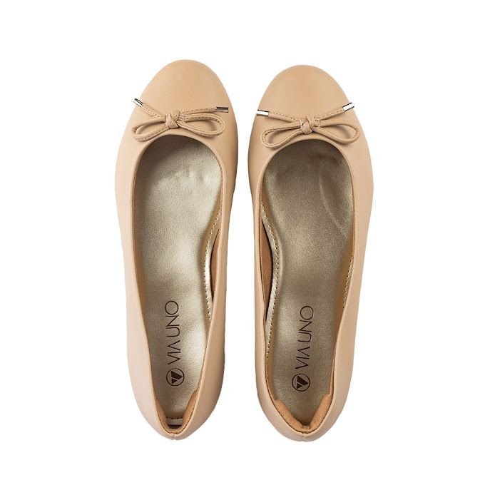 Sapatilha Via Uno Bico Quadrado Laço Bege 5