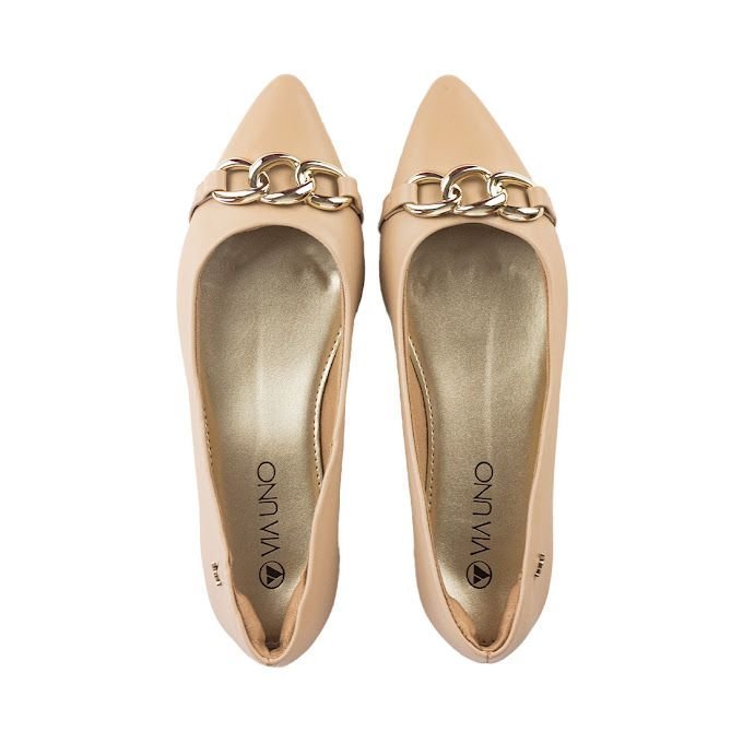 Sapatilha Via Uno Bico Fino com Fivela Bege 5