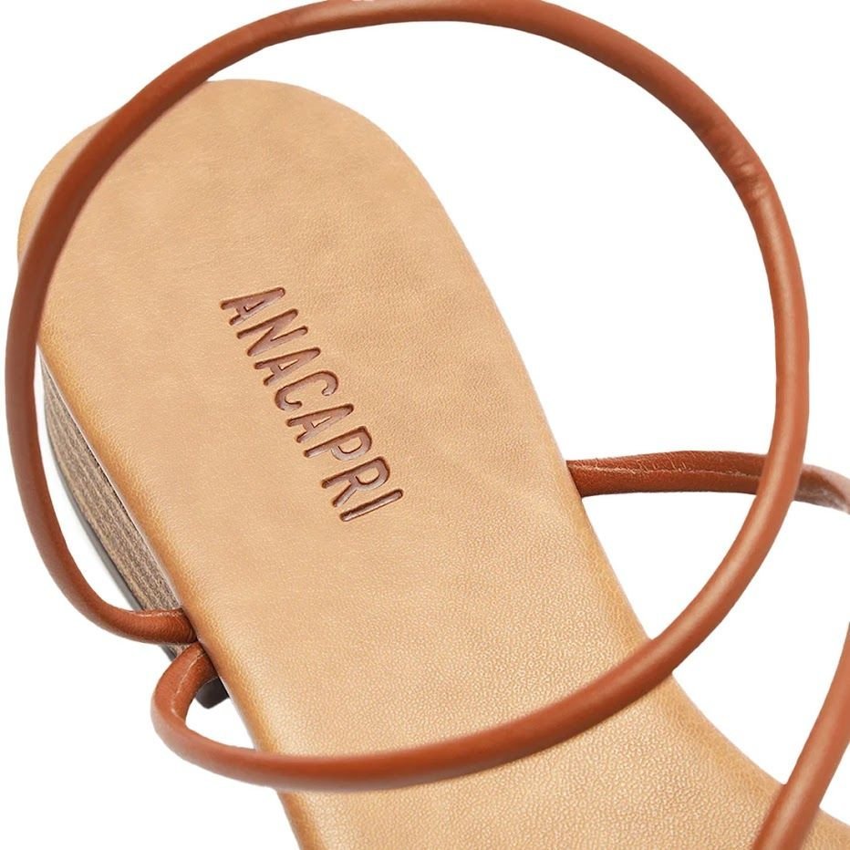 Sandália Anacapri Salto Bloco Tiras Finas Marrom