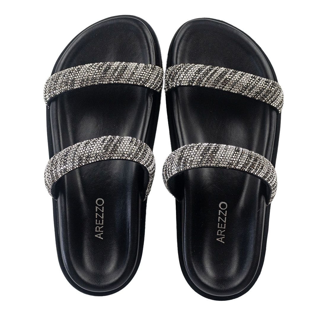 Sandália Arezzo Rasteira PapeteFlat Form Tira Metalizada Preto 5