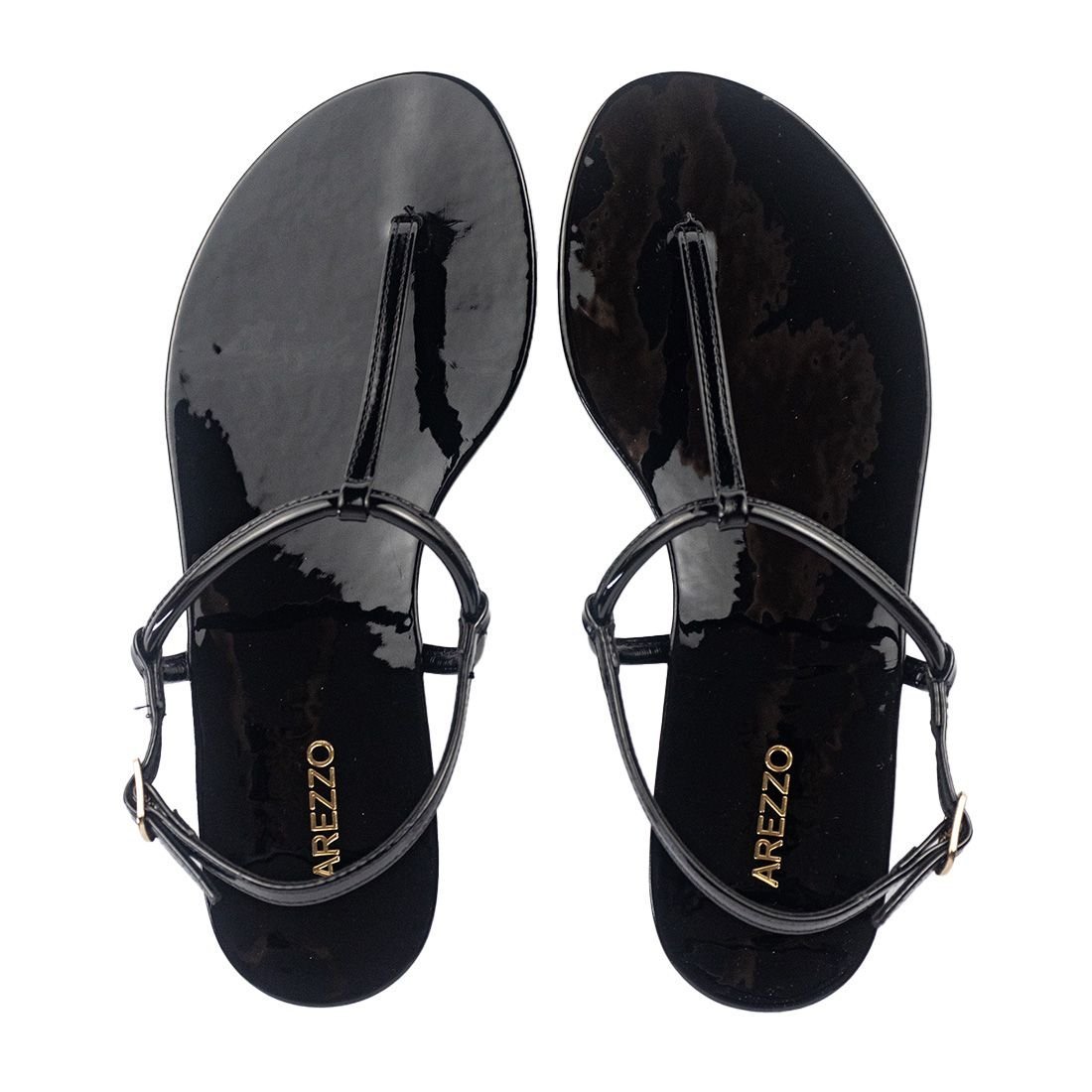 Sandália Arezzo Rasteira Tiras Slim Preto 5