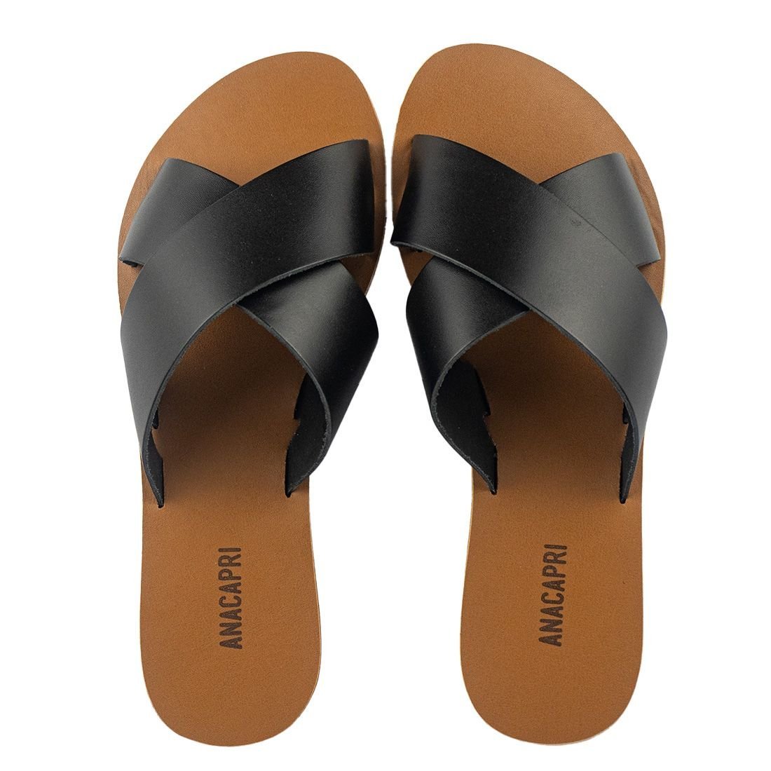 Sandália Rasteira Anacapri Tiras Cruzadas Preto 5