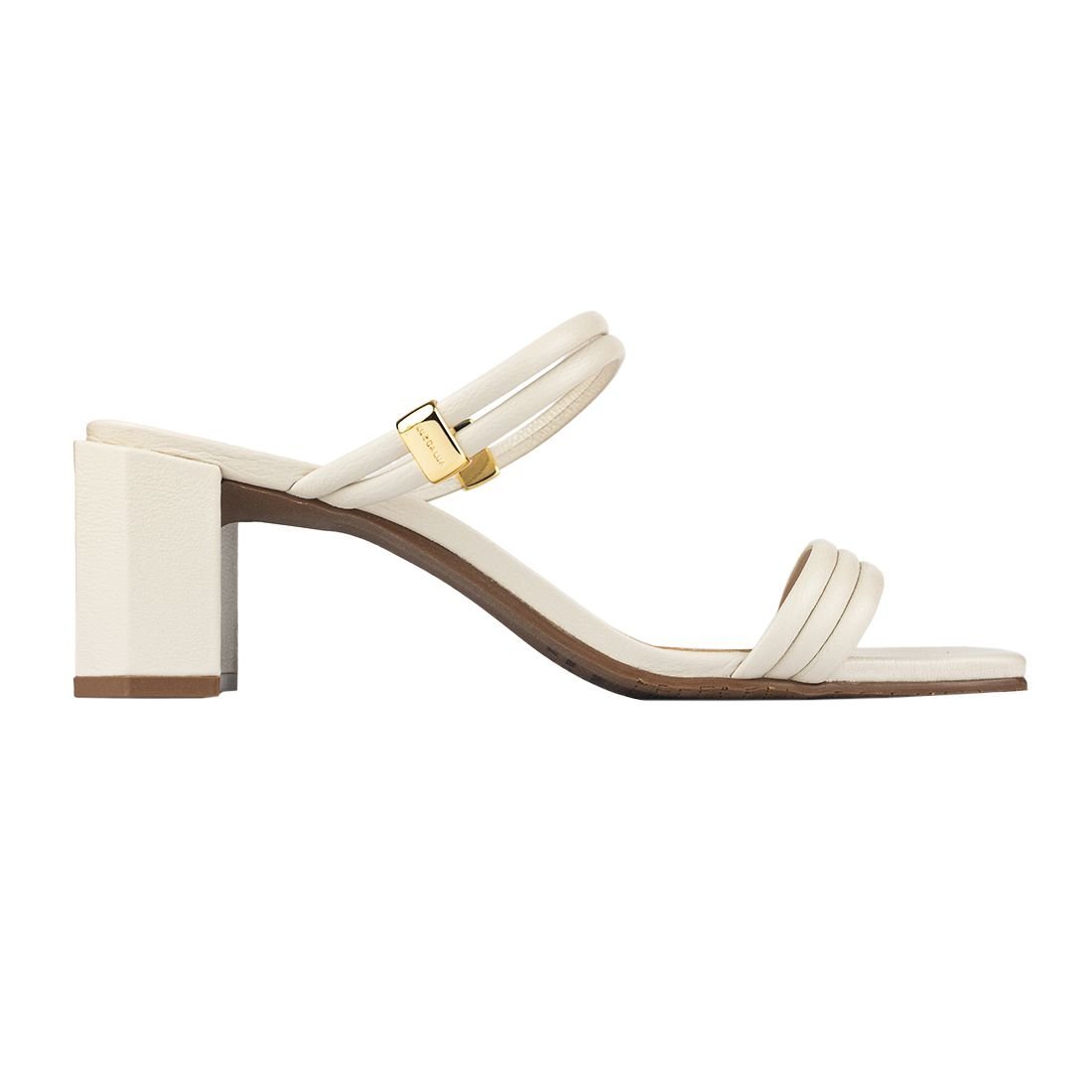 Sandália Tamanco Luz da Lua Salto Baixo Panna Branco 1