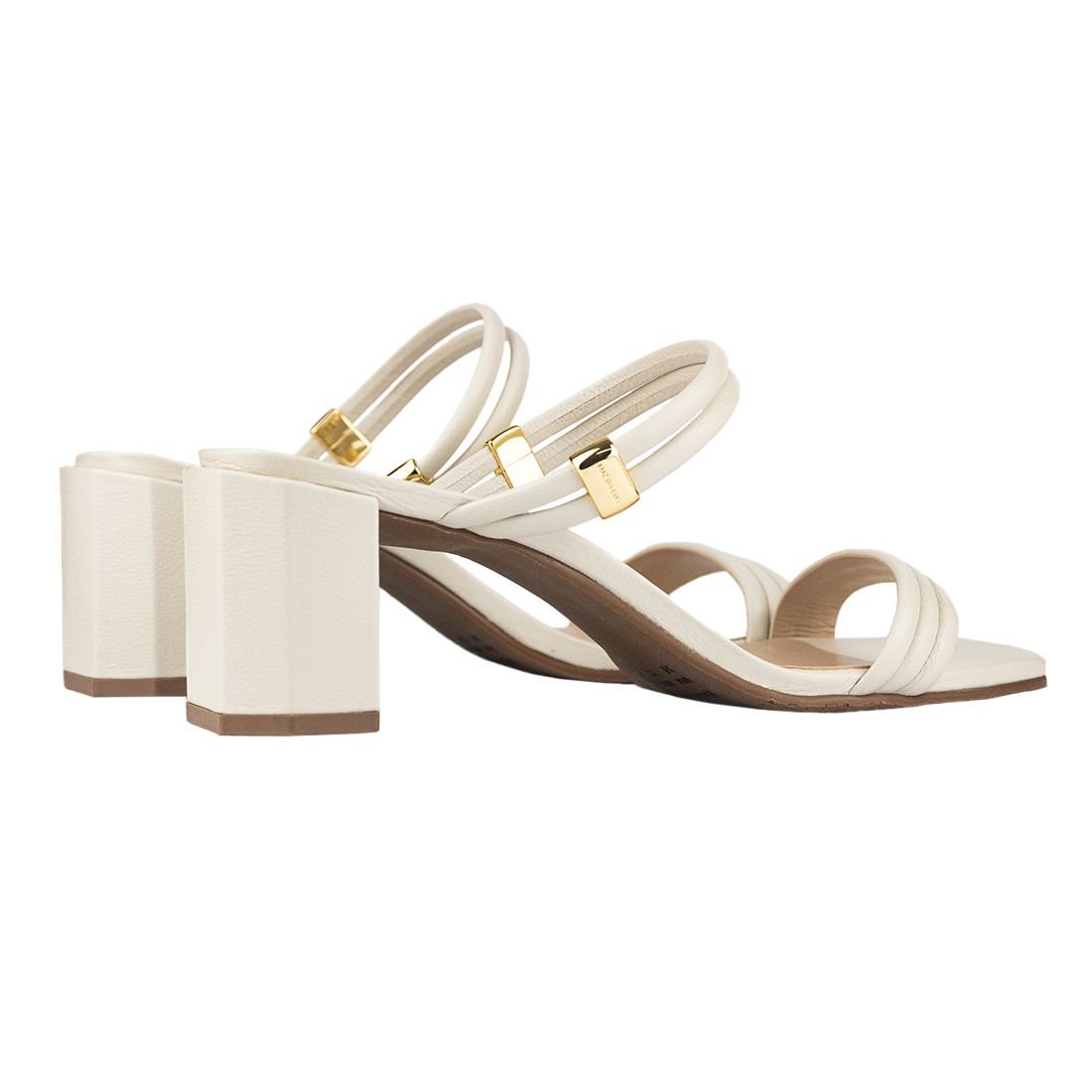 Sandália Tamanco Luz da Lua Salto Baixo Panna Branco 3