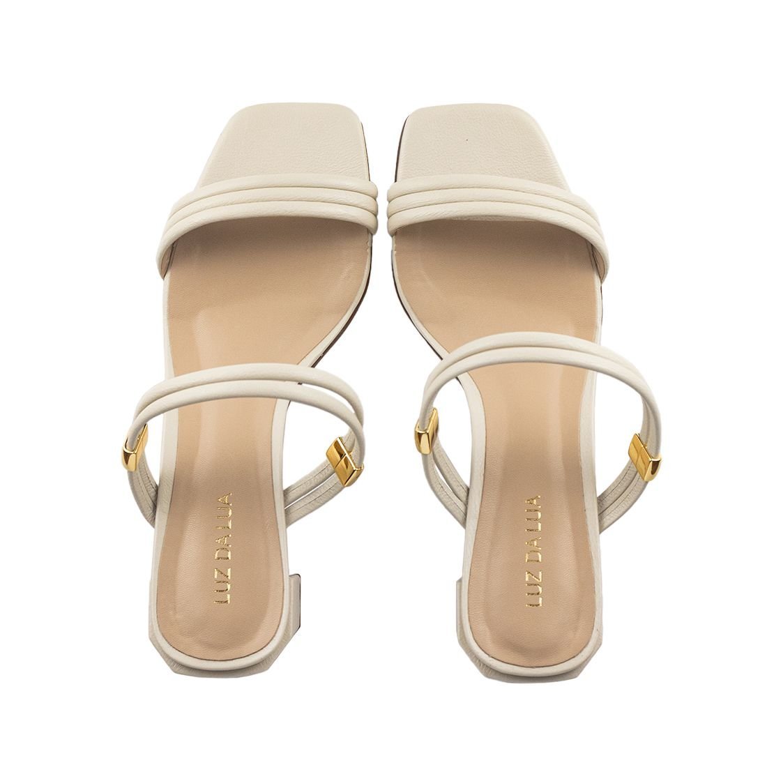 Sandália Tamanco Luz da Lua Salto Baixo Panna Branco 5