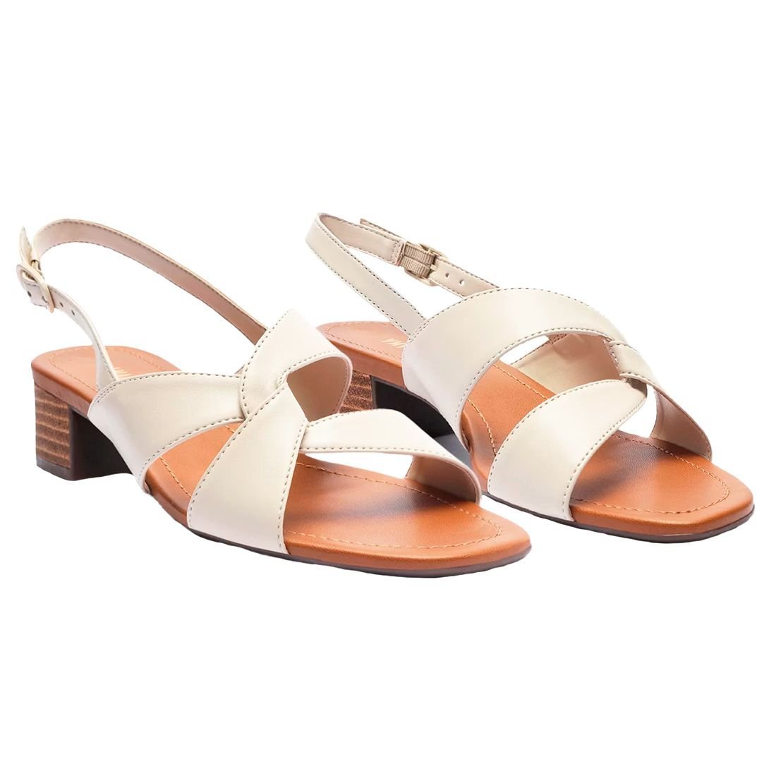 Sandália Anacapri Salto Bloco Tiras Tranchadas Branco 2