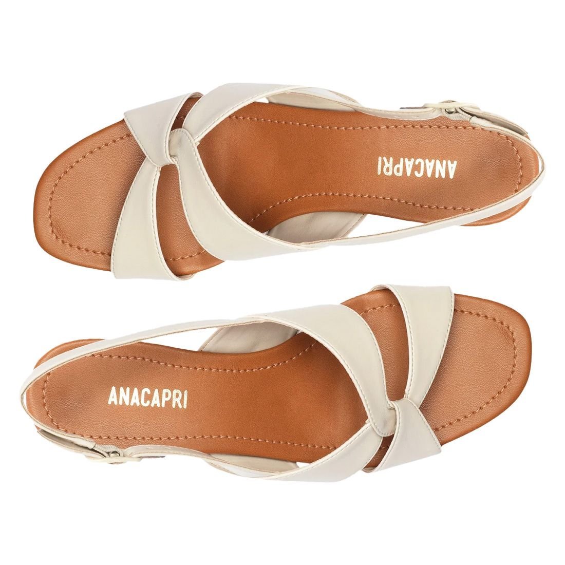 Sandália Anacapri Salto Bloco Tiras Tranchadas Branco 4