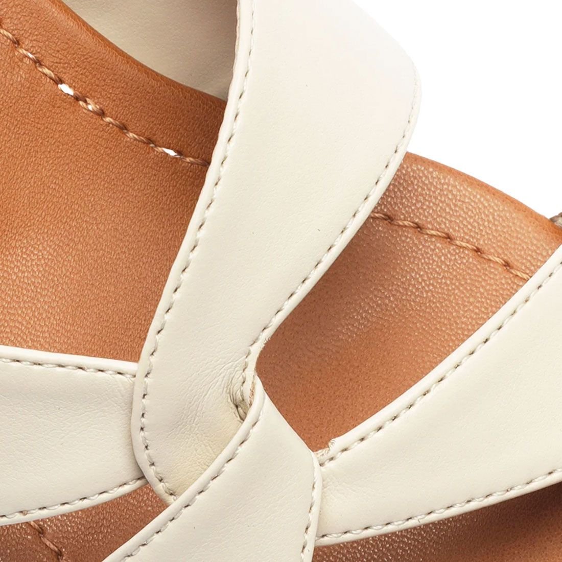 Sandália Anacapri Salto Bloco Tiras Tranchadas Branco 5