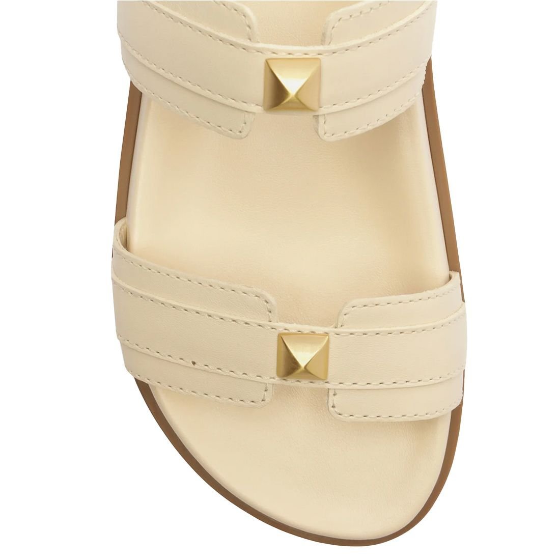 Sandália Papete Arezzo Tiras Tachas Panacota Bege 5