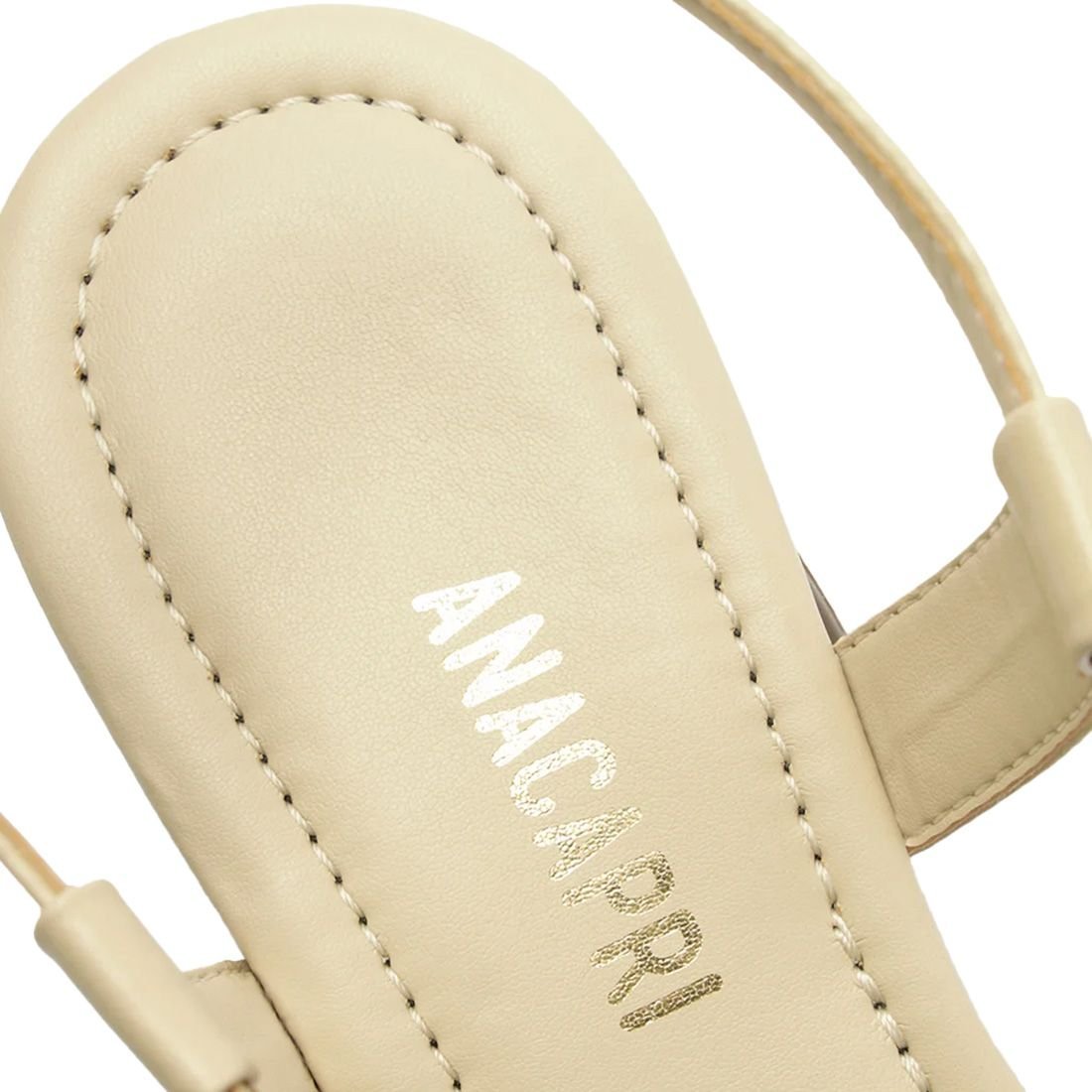 Sandália Anacapri Salto Bloco Detalhe Metal Bege 5