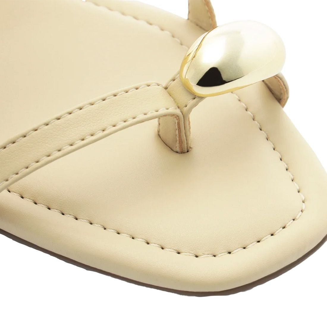 Sandália Anacapri Salto Bloco Detalhe Metal Bege 6