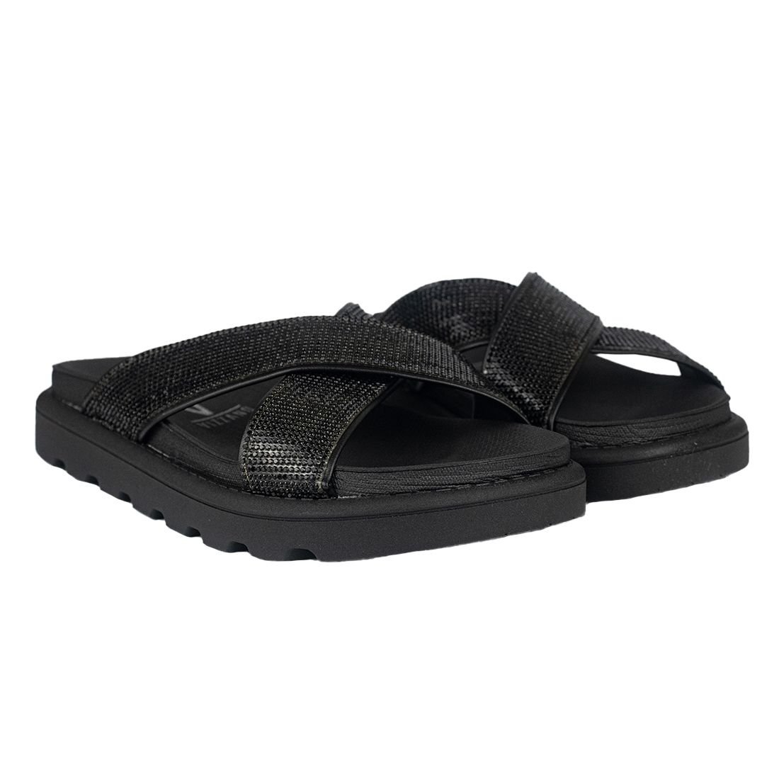 Sandália Papete Vizzano Flat Form Tiras Cruzadas Preto 2
