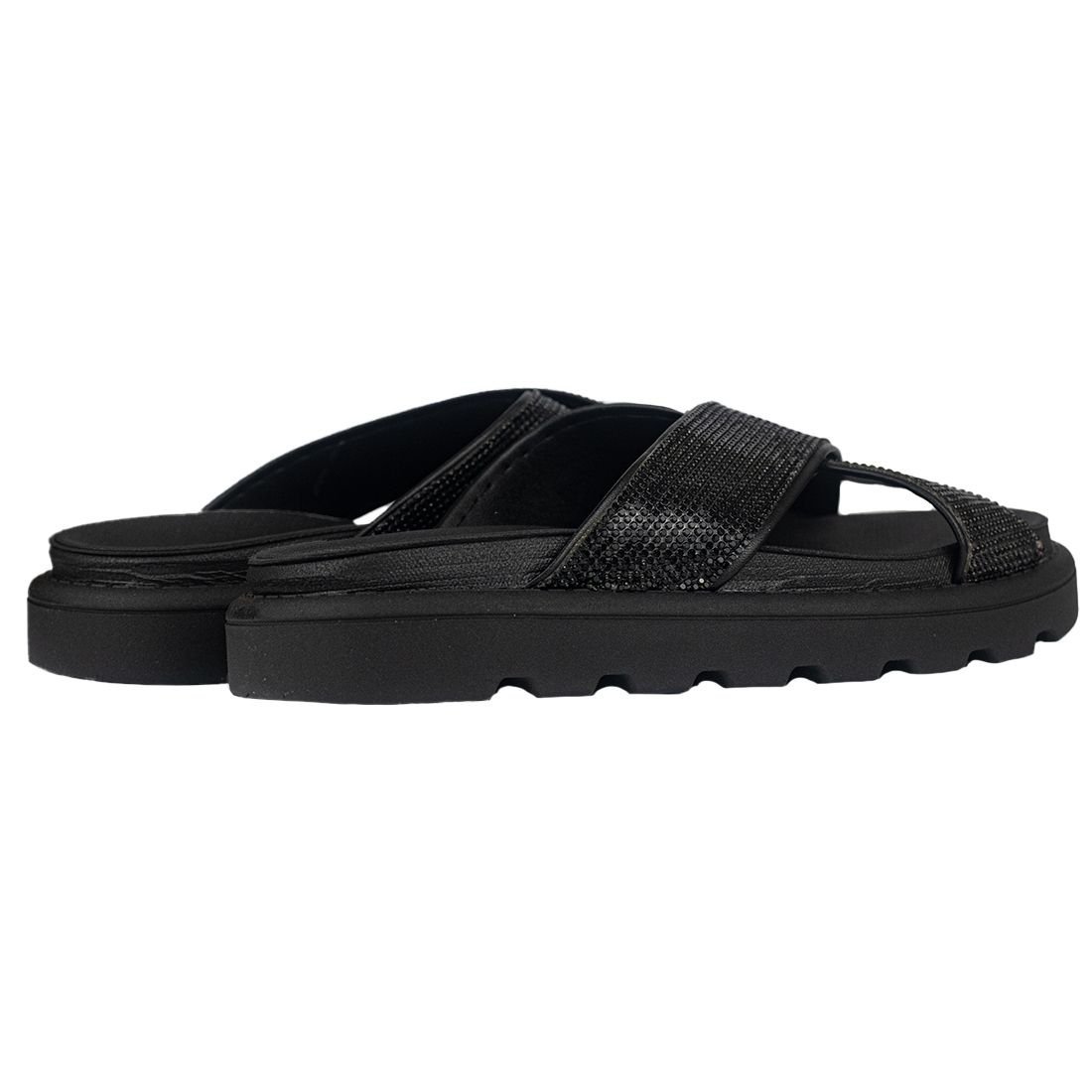 Sandália Papete Vizzano Flat Form Tiras Cruzadas Preto 3