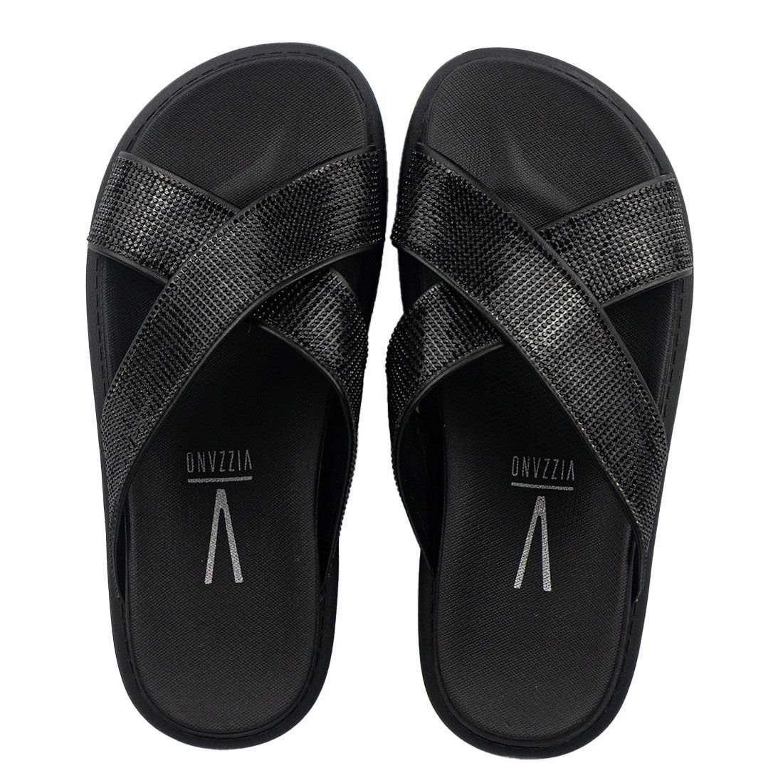 Sandália Papete Vizzano Flat Form Tiras Cruzadas Preto 5