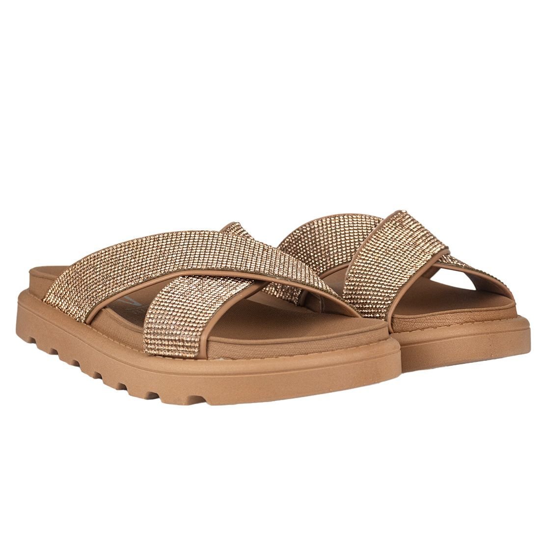 Sandália Papete Vizzano Flat Form Tiras Cruzadas Marrom 2