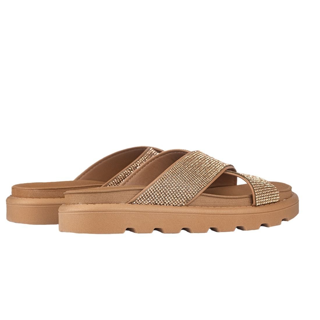 Sandália Papete Vizzano Flat Form Tiras Cruzadas Marrom 3