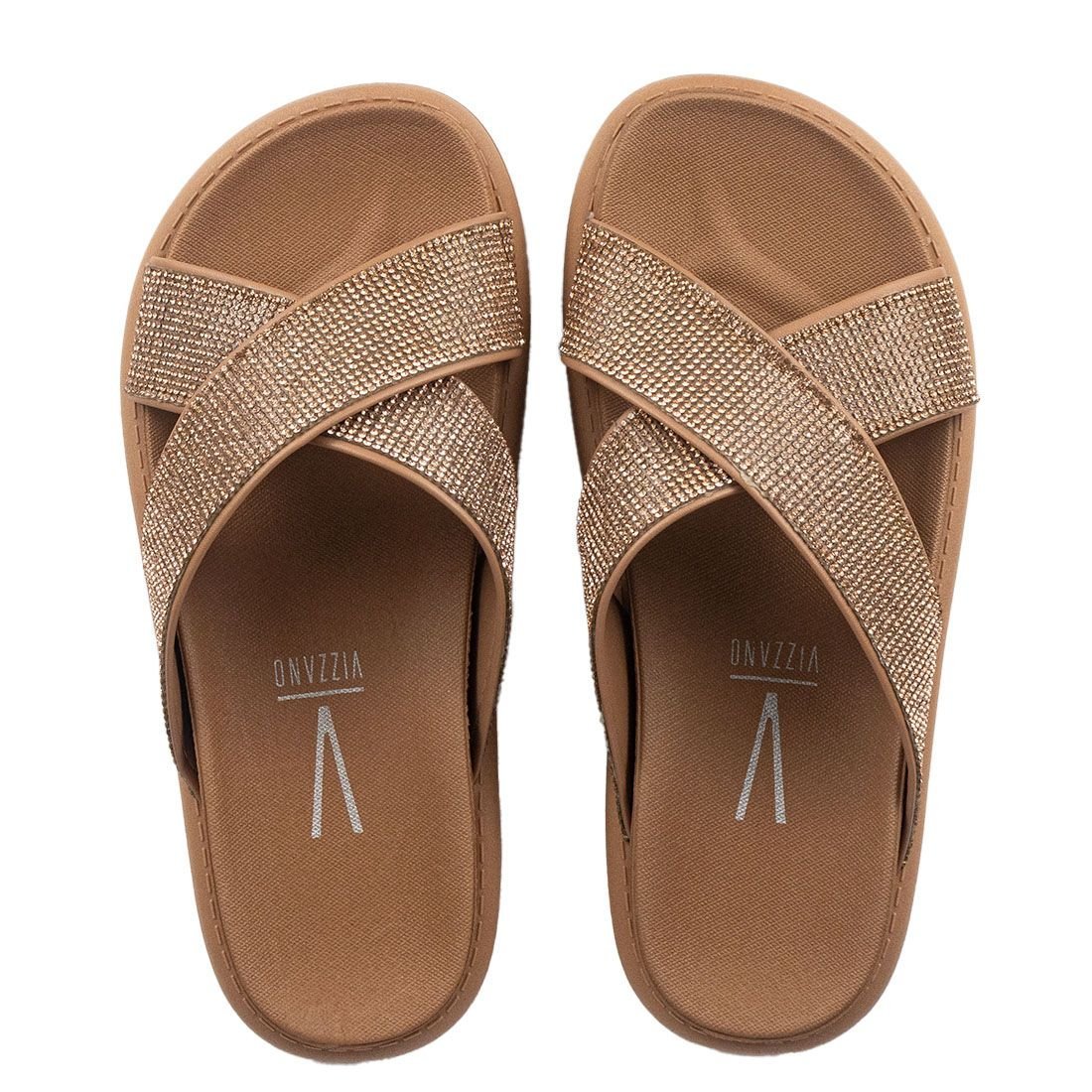 Sandália Papete Vizzano Flat Form Tiras Cruzadas Marrom 5