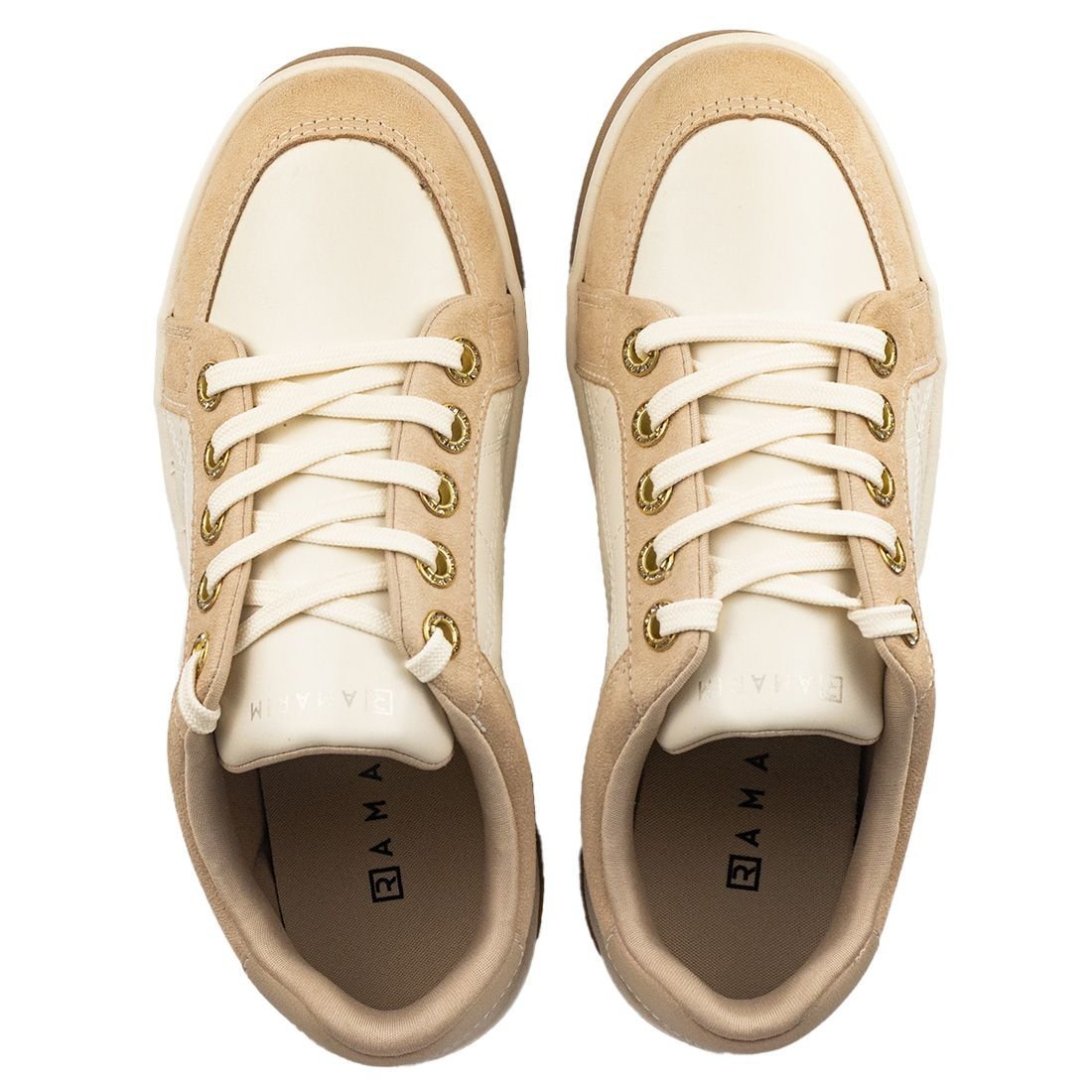 Tênis Ramarim Court Sneaker Sola Reta Bege 5